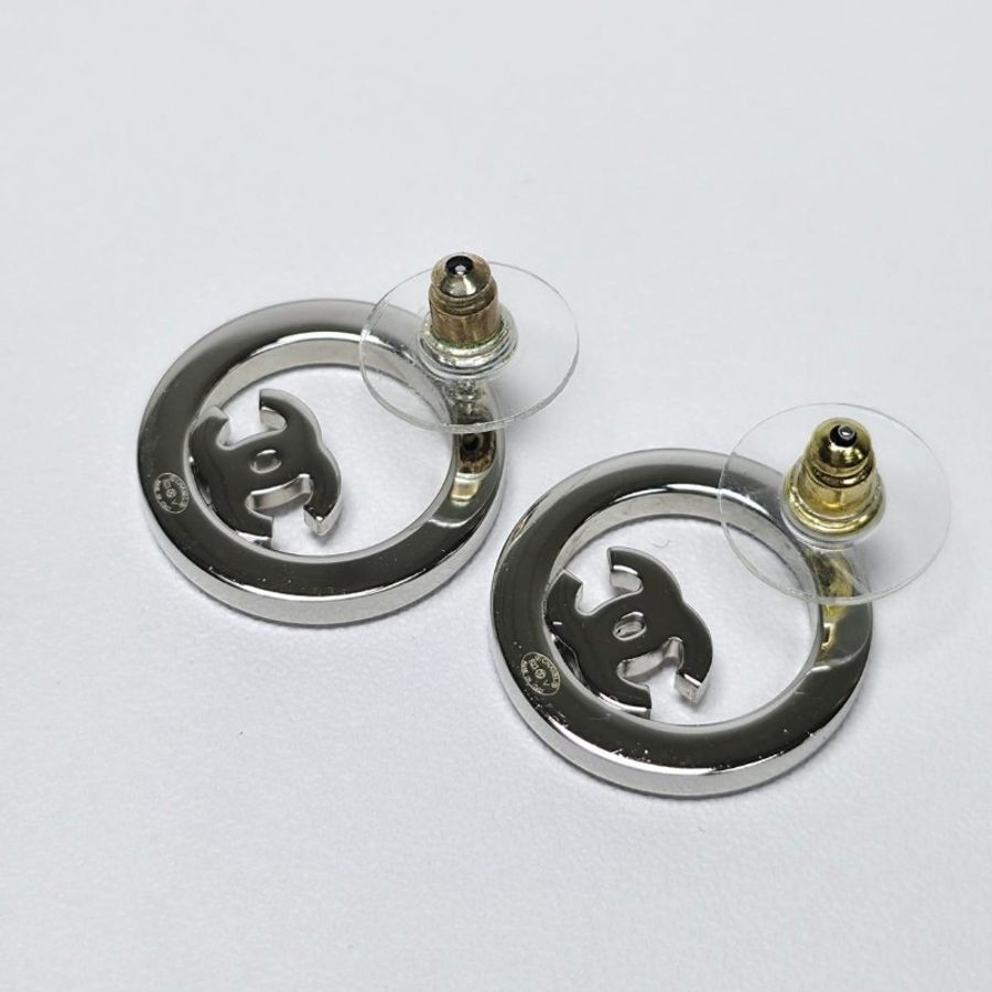 Chanel CC 耳環銀色-4