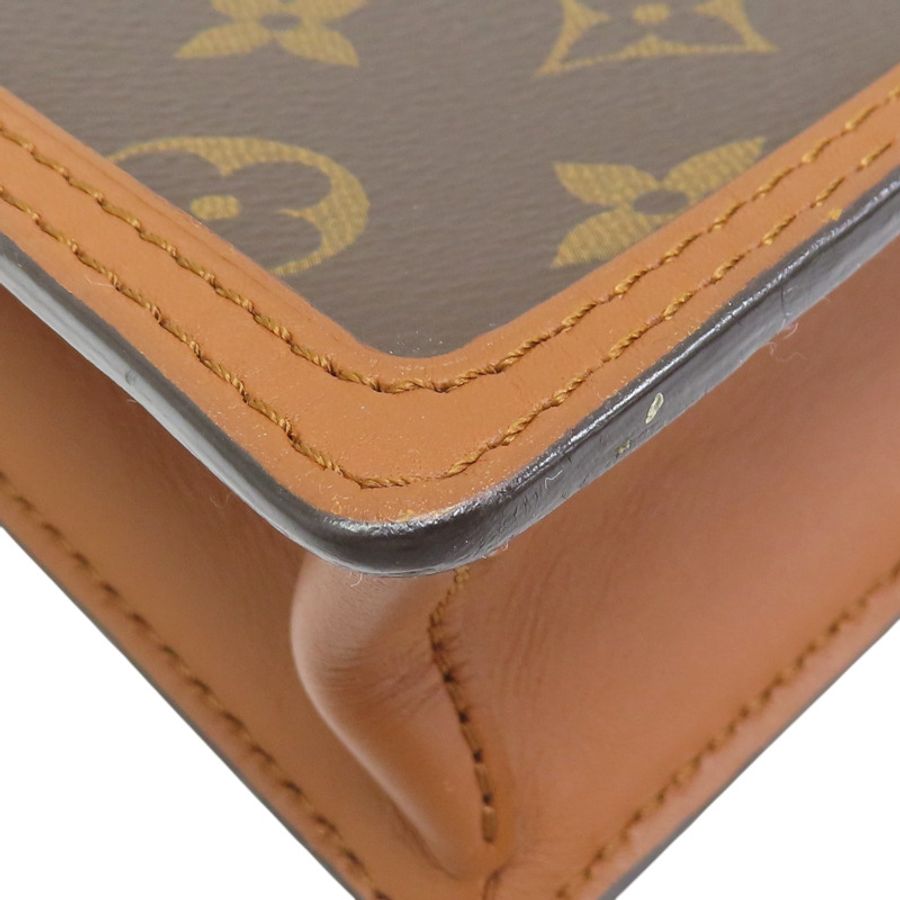 原棕色花反面帆布 Dauphine 鍊式皮夾肩背 M68746-10