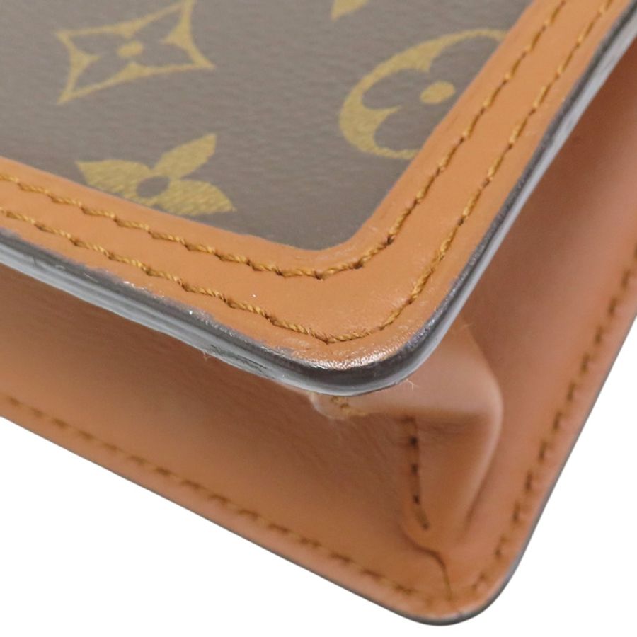原棕色花反面帆布 Dauphine 鍊式皮夾肩背 M68746-11