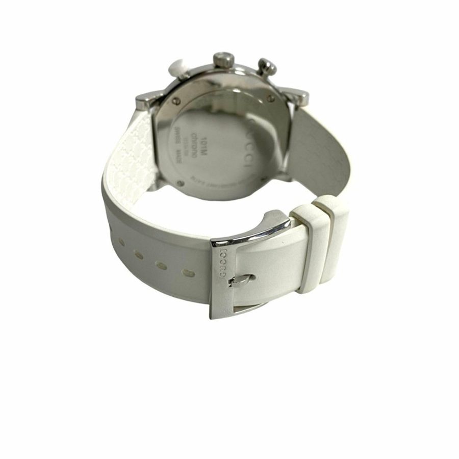 GUCCI G Chrono 石英不銹鋼男士手錶,白色和銀色,29963-3
