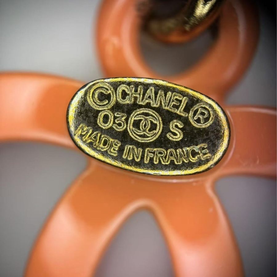 Chanel Vintage 03S琺瑯糖果色橙+黃+粉紅色CC珠飾腰鏈-14