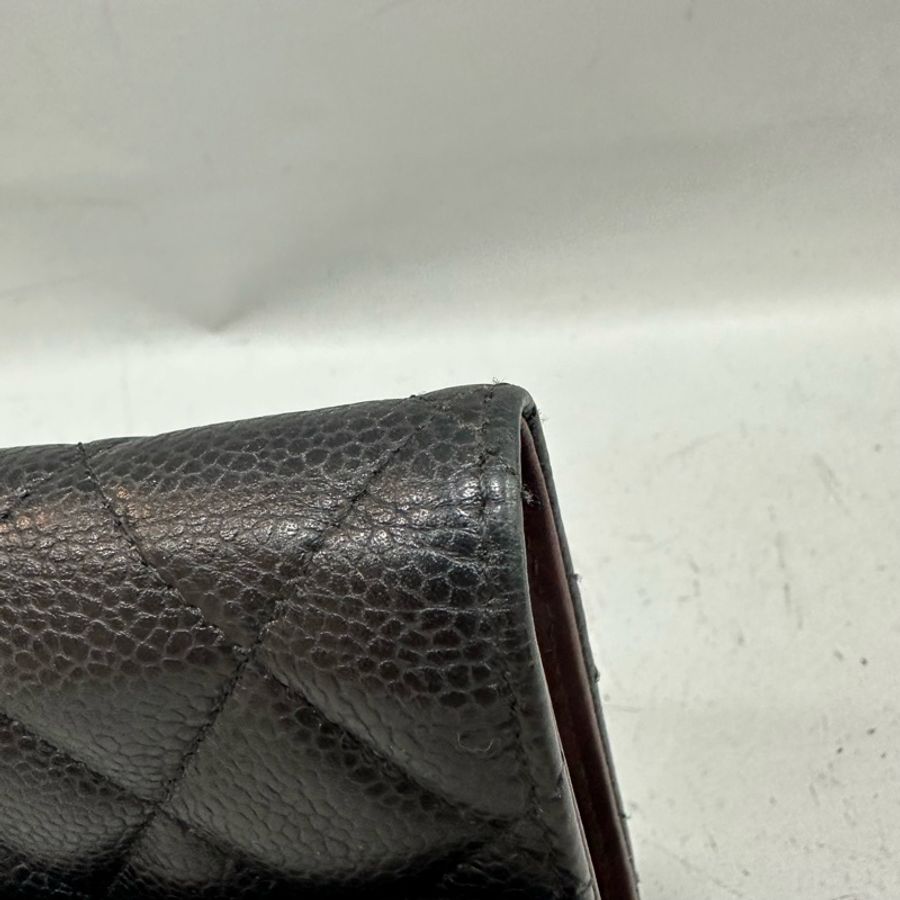Chanel A31506 黑荔枝皮銀釦CF長夾-4