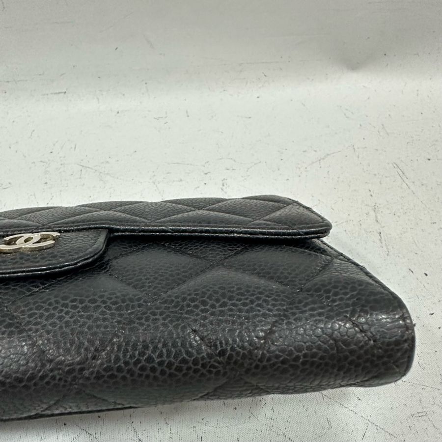 Chanel A31506 黑荔枝皮銀釦CF長夾-7