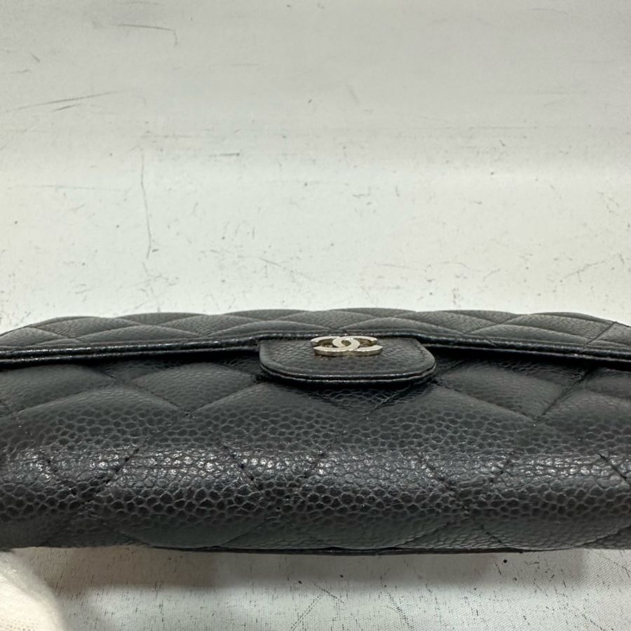 Chanel A31506 黑荔枝皮銀釦CF長夾-8