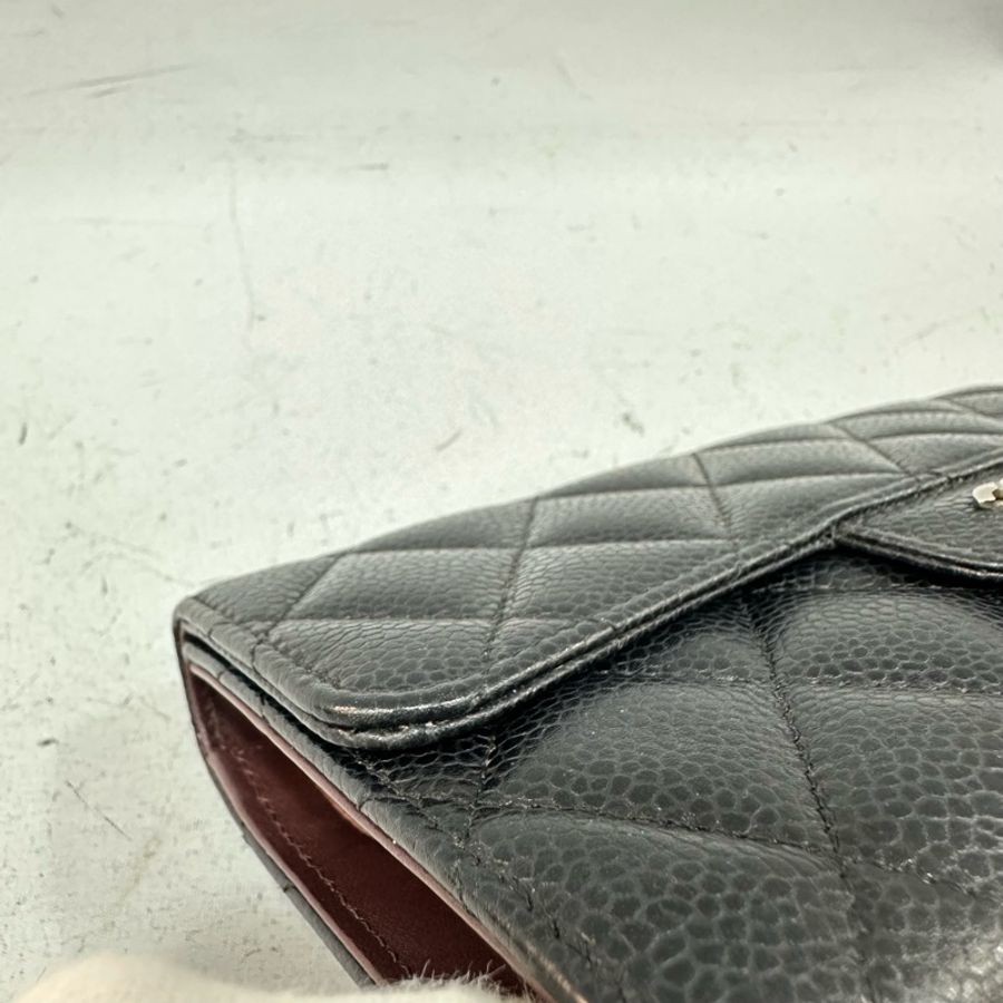 Chanel A31506 黑荔枝皮銀釦CF長夾-9