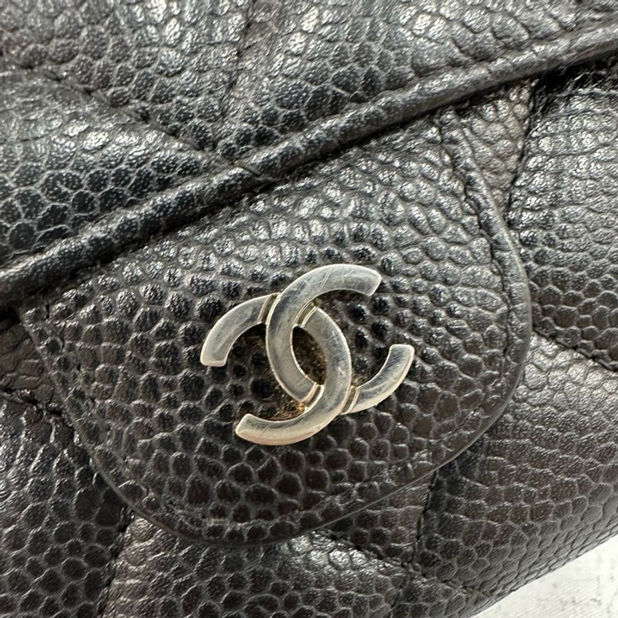 Chanel A31506 黑荔枝皮銀釦CF長夾-20
