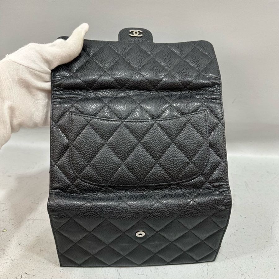 Chanel A31506 黑荔枝皮銀釦CF長夾-28