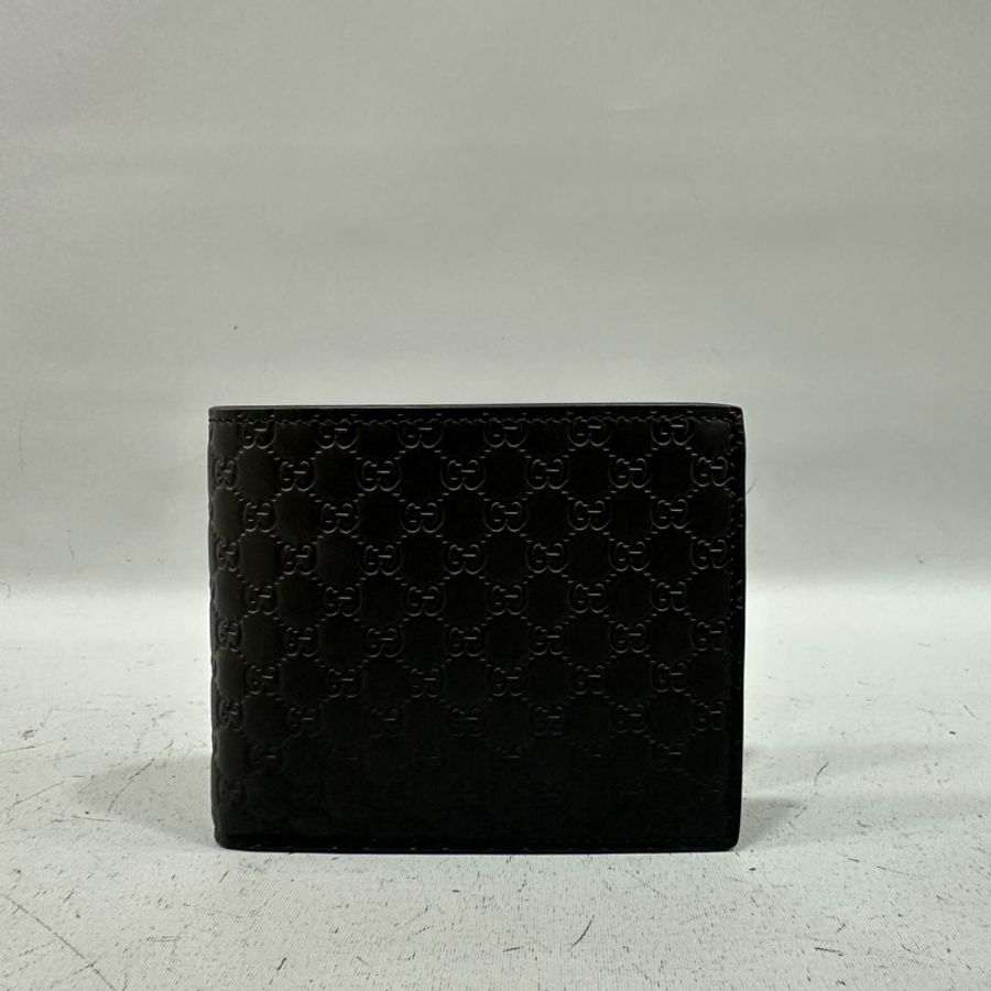 Gucci 260987 黑色牛皮壓紋GG短夾-0