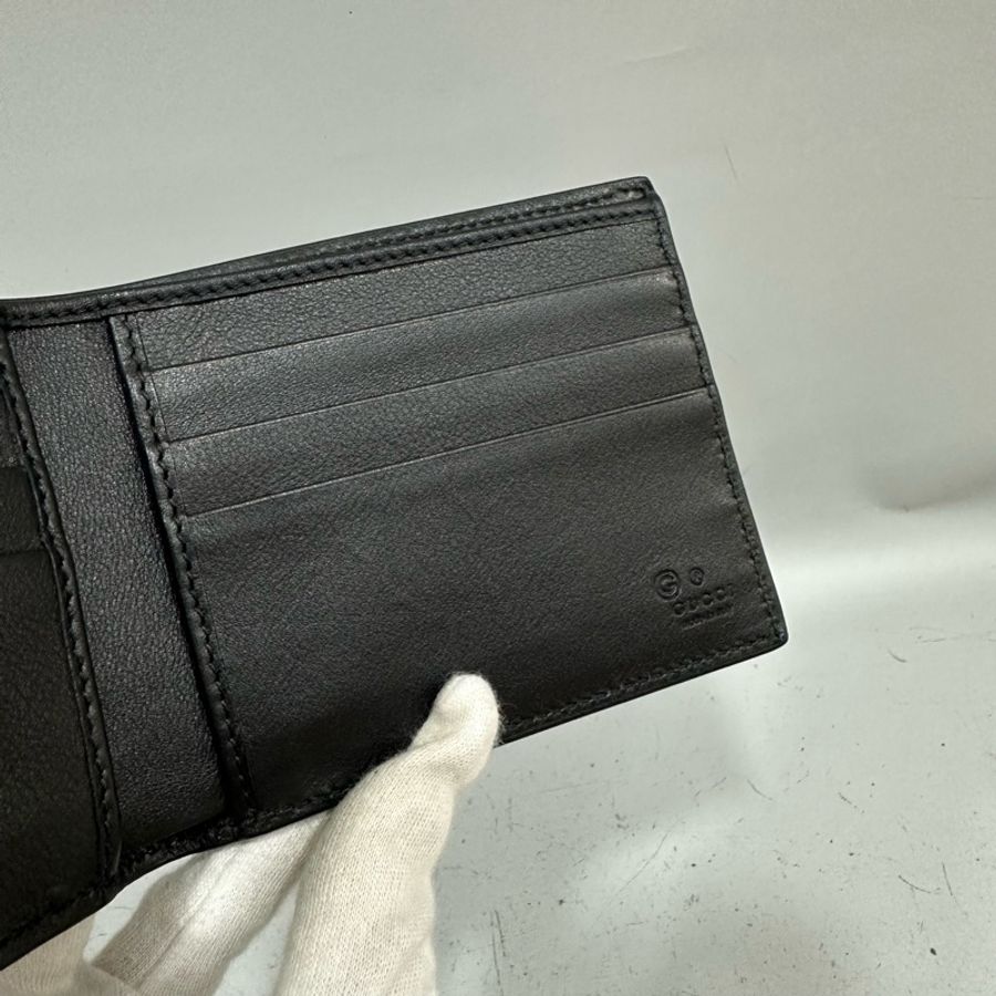 Gucci 260987 黑色牛皮壓紋GG短夾-8