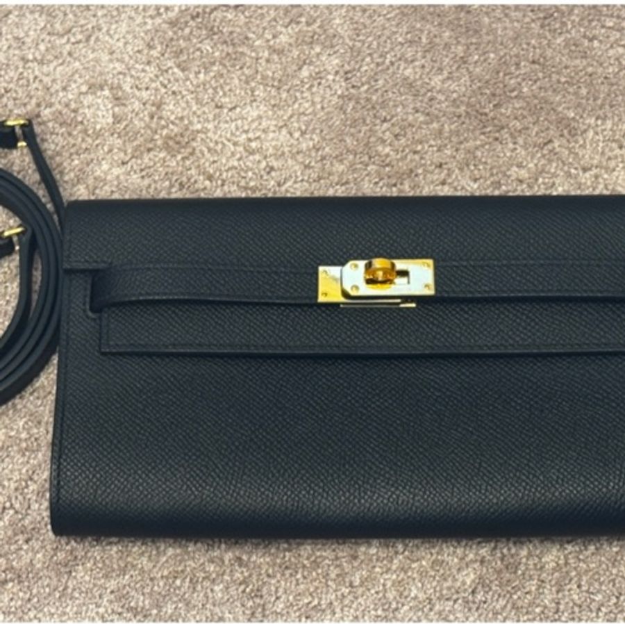 愛馬仕Hermes kelly to go Epsom皮 黑金色全配-5