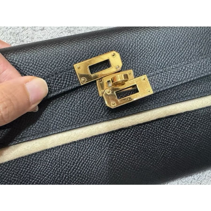 愛馬仕Hermes kelly to go Epsom皮 黑金色全配-12