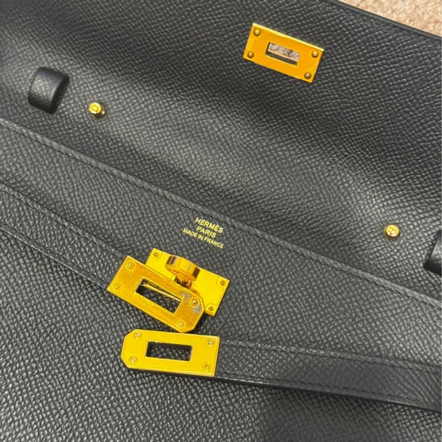 愛馬仕Hermes kelly to go Epsom皮 黑金色全配-13