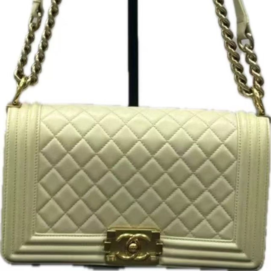香奈兒/Chanel 限定色小雞黃 boy 復古金扣25cm-5