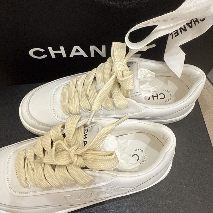 CHANEL 經典雙C LOGO小牛皮運動鞋(白色) 36.5 小白鞋 板鞋-2