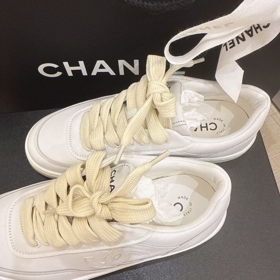 CHANEL 經典雙C LOGO小牛皮運動鞋(白色) 36.5 小白鞋 板鞋-3
