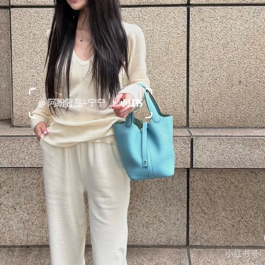 愛馬仕 Hermès Picotin 18 菜籃子 北極藍 銀釦-3