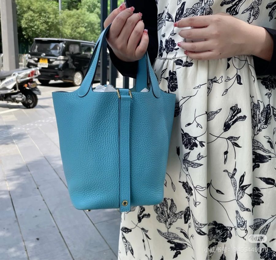 愛馬仕 Hermès Picotin 18 菜籃子 北極藍 銀釦-4