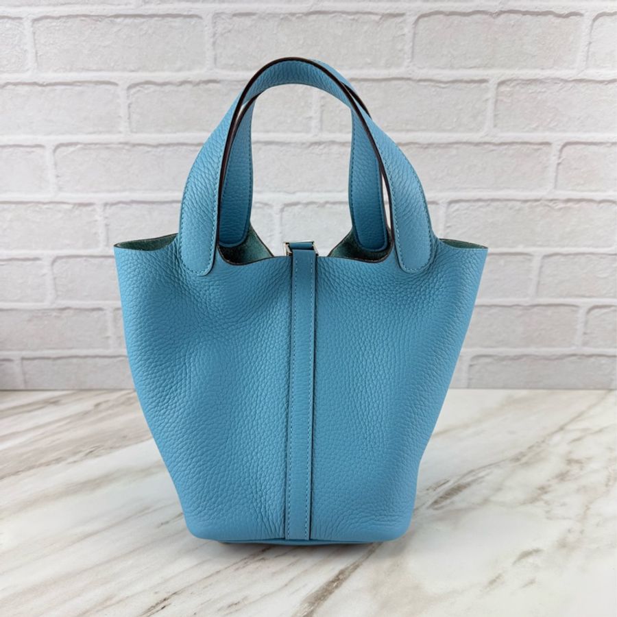 愛馬仕 Hermès Picotin 18 菜籃子 北極藍 銀釦-6