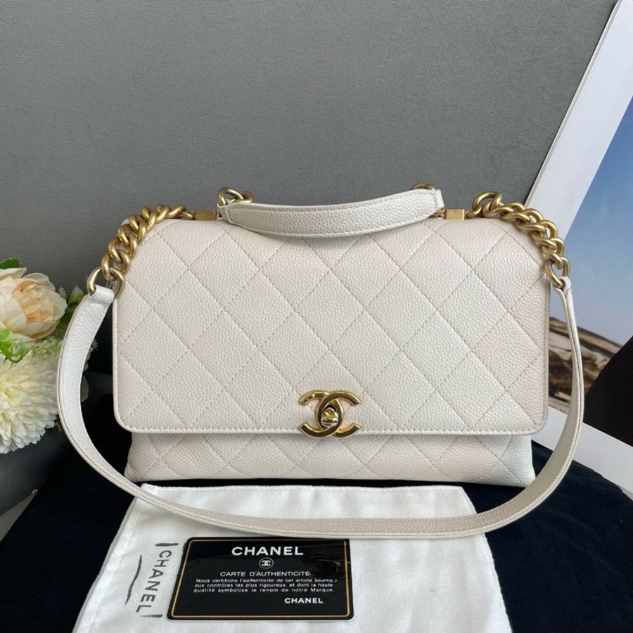 99新🆕Chanel白金荔枝紋Affinity翻蓋菱格手提斜挎單肩包-4