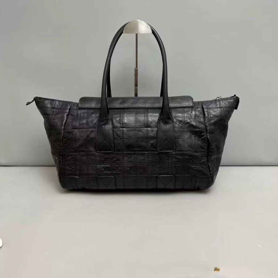 成色很好出清價😎👍Chanel黑銀字母全皮菱格手提單肩托特包👜-3