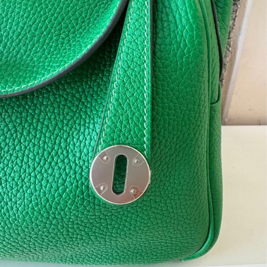 🌈Hermes💚Lindy 26💚竹子綠色銀扣🌟99.8新🌟TC皮🌈已Hold🌟-3