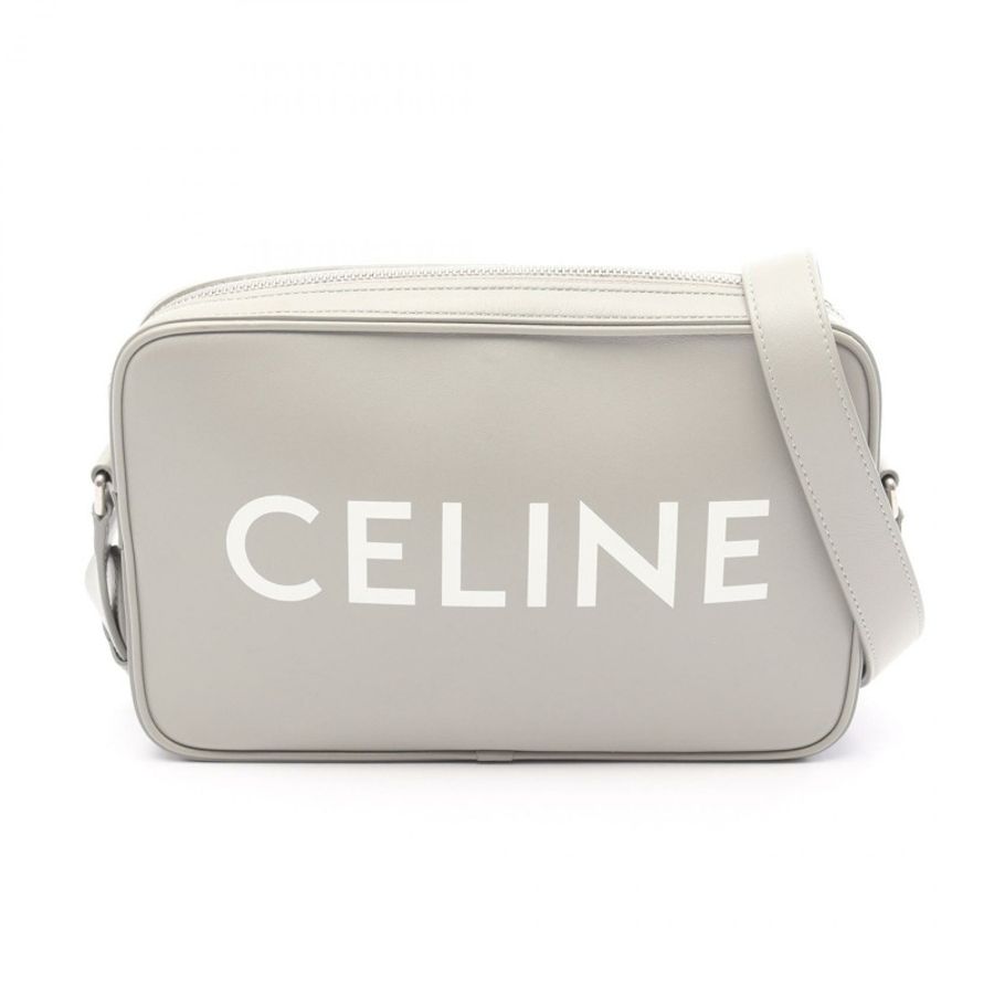 CELINE 中斜背包 194503DOT.10PG 皮革 灰色 二手 女士-0
