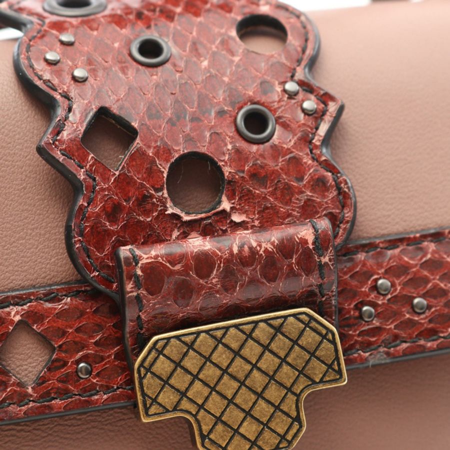 BOTTEGA VENETA 小號 Piazza 兩用肩背包,粉紅色波爾多紅皮革,二手-8