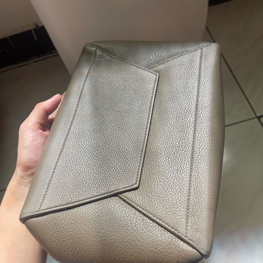 celine sangle 絕版通勤褐色質感肩背包-5