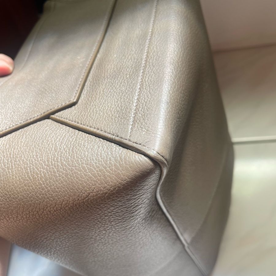 celine sangle 絕版通勤褐色質感肩背包-9