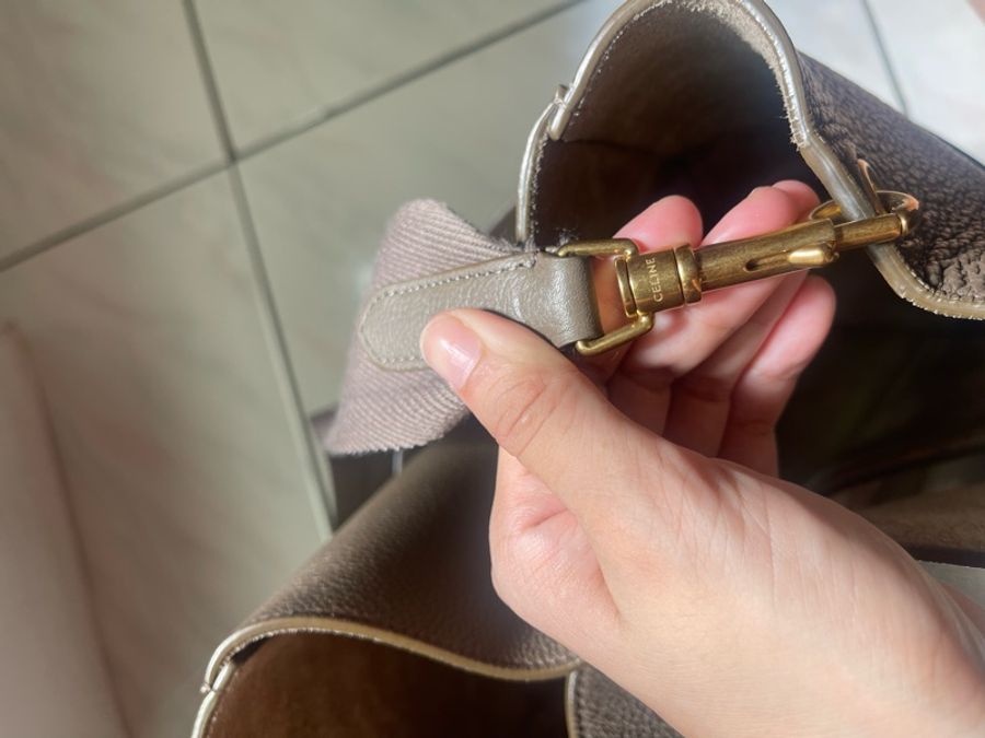 celine sangle 絕版通勤褐色質感肩背包-23