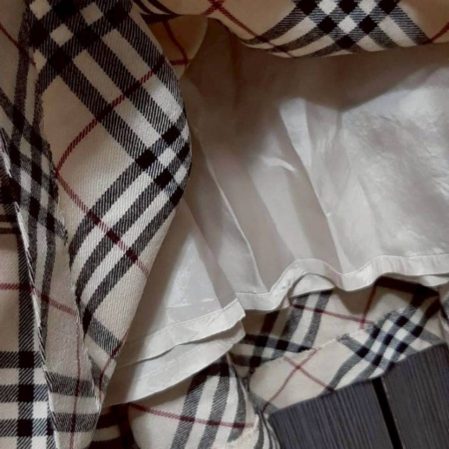 BURBERRY博柏利 LONDON 女經典格紋內裏斜邊及膝裙38號-4