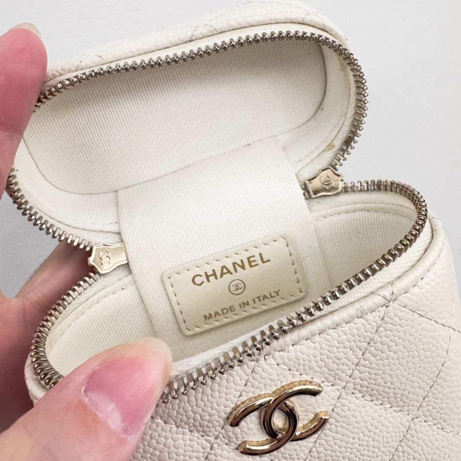 Chanel 白荔枝金釦手提斜背包-10