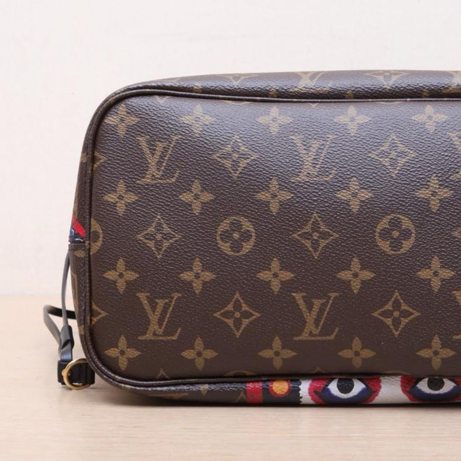 LOUIS VUITTON(路易威登)  老花 PVC 金扣 2017 NEVERFULL 中號 山本寬齋 無子袋 紅色內裏-3
