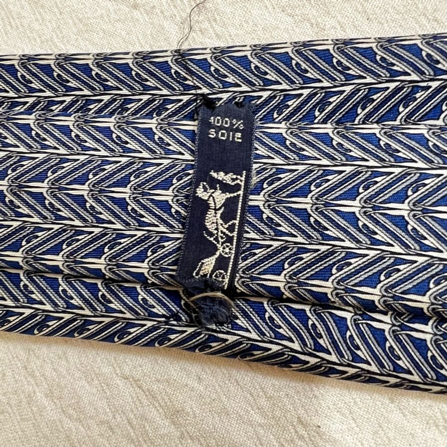Hermès 藍色鋸齒狀領帶(中古)-2