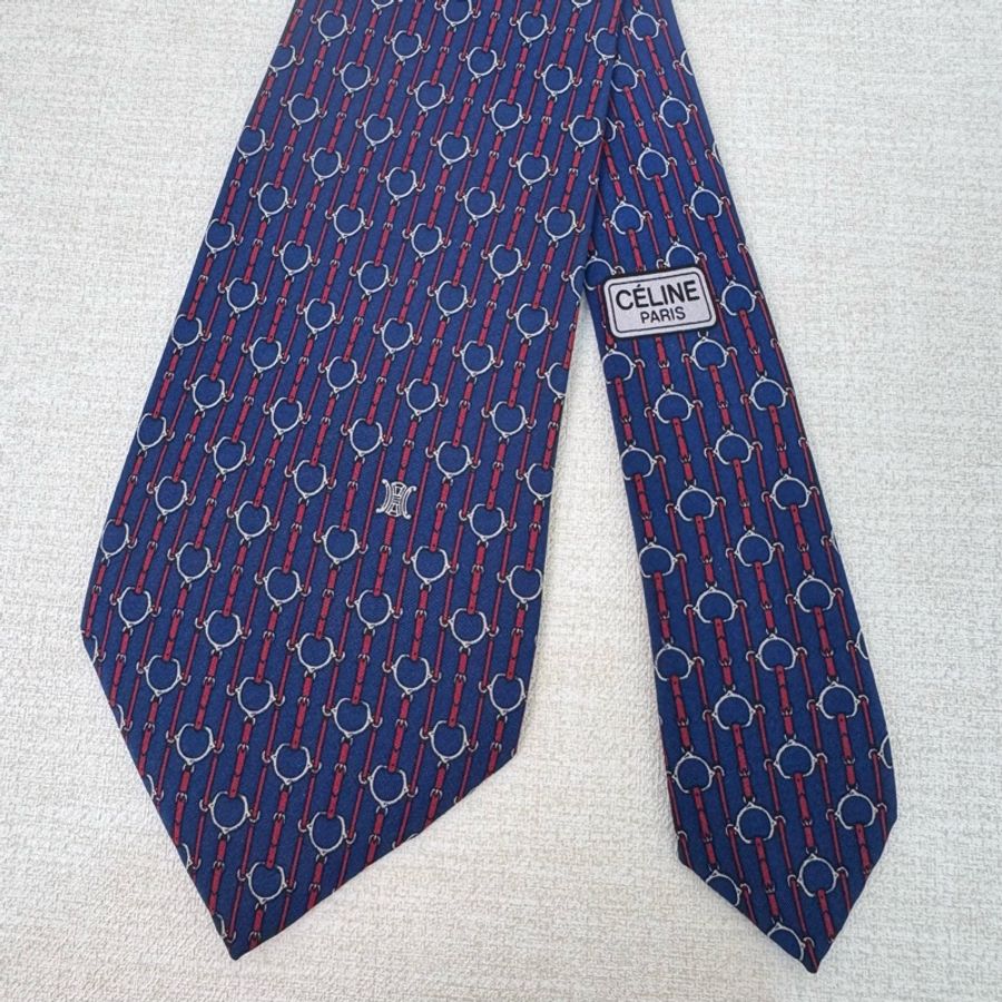 CELINE 藍 領帶 領結 絲綢(中古)-1