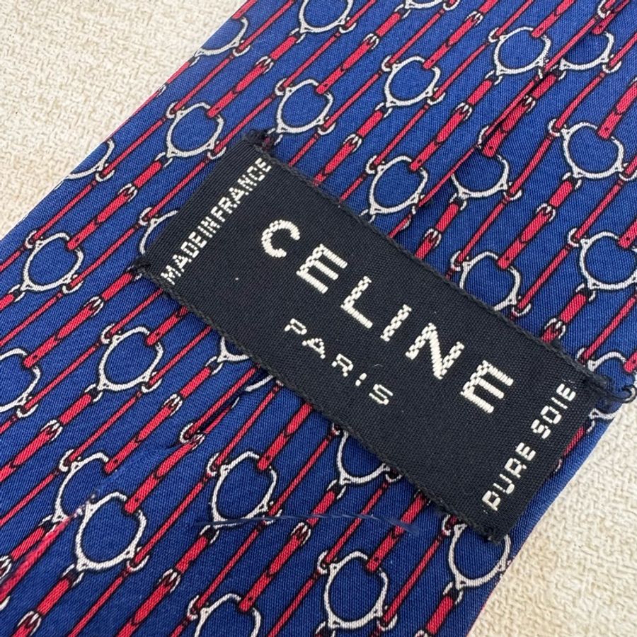 CELINE 藍 領帶 領結 絲綢(中古)-3