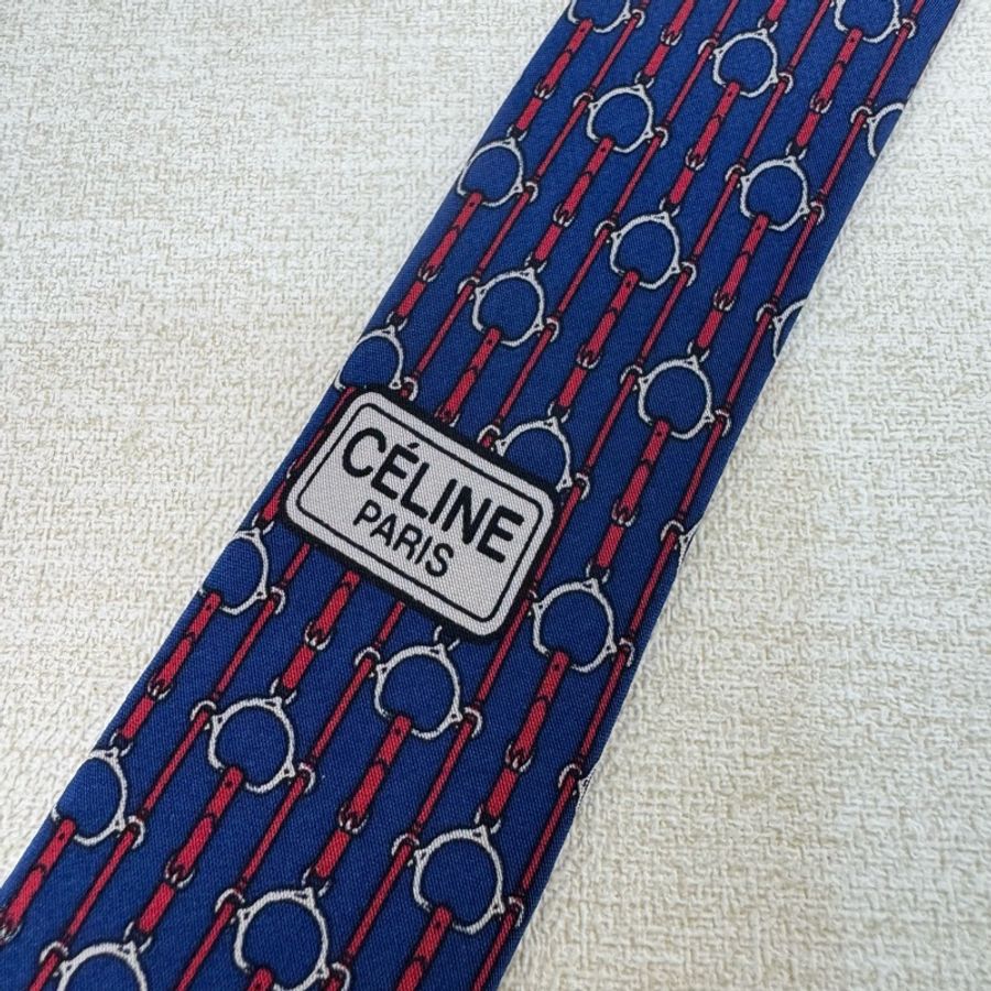 CELINE 藍 領帶 領結 絲綢(中古)-6