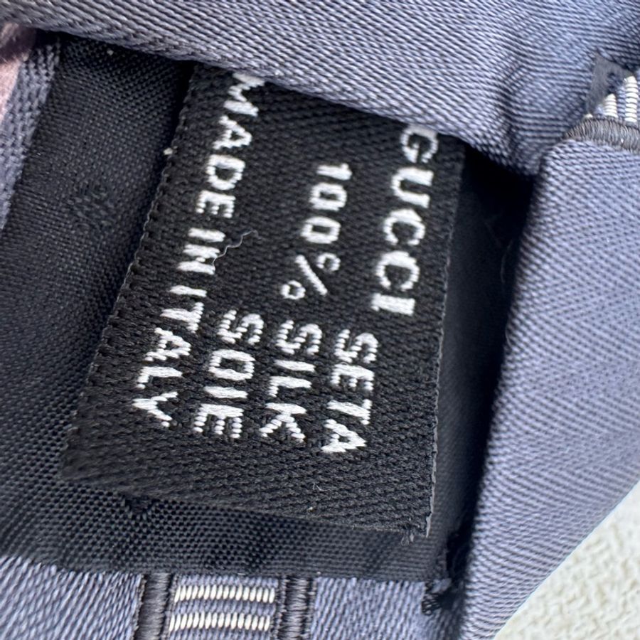 GUCCI 藍 條紋 領帶 領結 絲綢(中古)-8