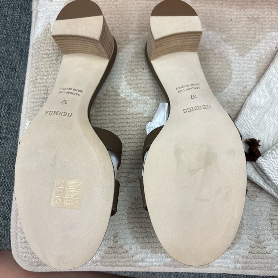 HERMES 涼鞋 美鞋 37號 大象灰-6