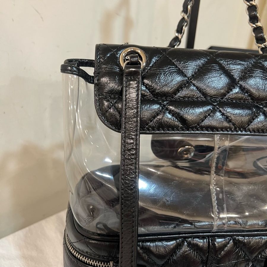 ෆ Chanel PVC果凍透明雙肩包 後背包🖤-27