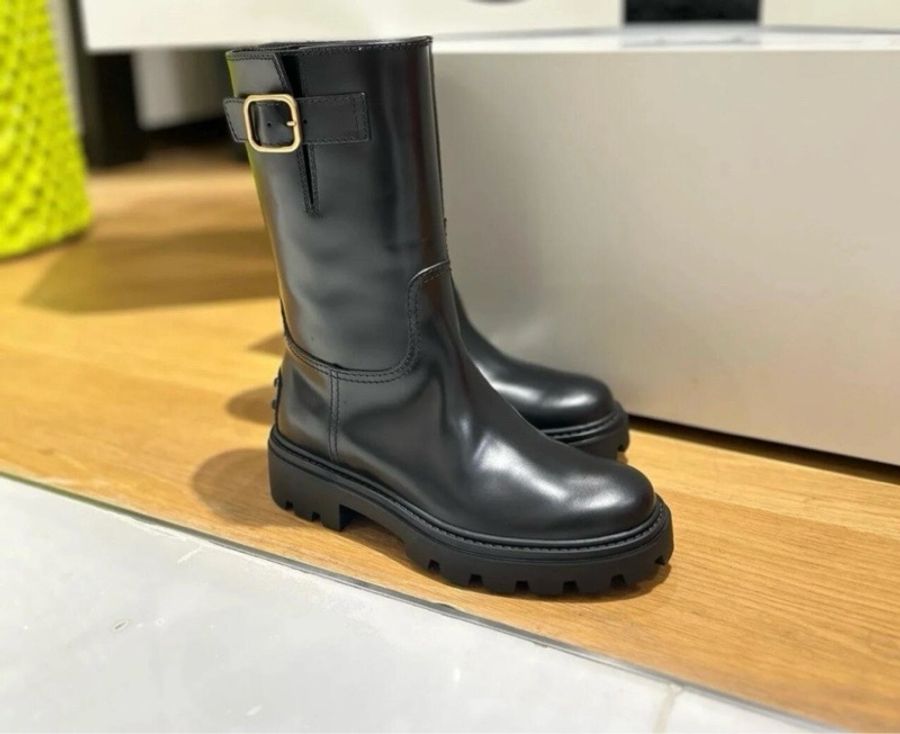 促銷品 TOD’S 皮革電單車皮靴 黑色-1