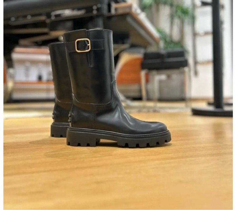 促銷品 TOD’S 皮革電單車皮靴 黑色-2