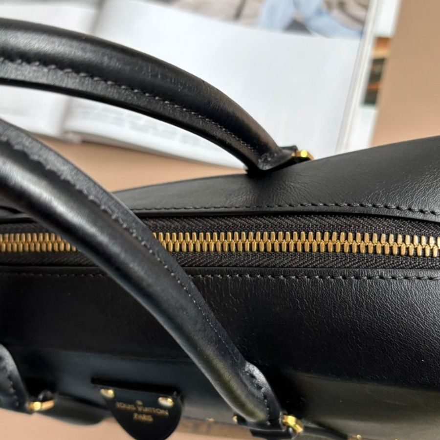 ::Louis Vuitton:: M43595 City Malle淺棕色花紋拼接黑色牛皮手提兩用包 斜背包-13