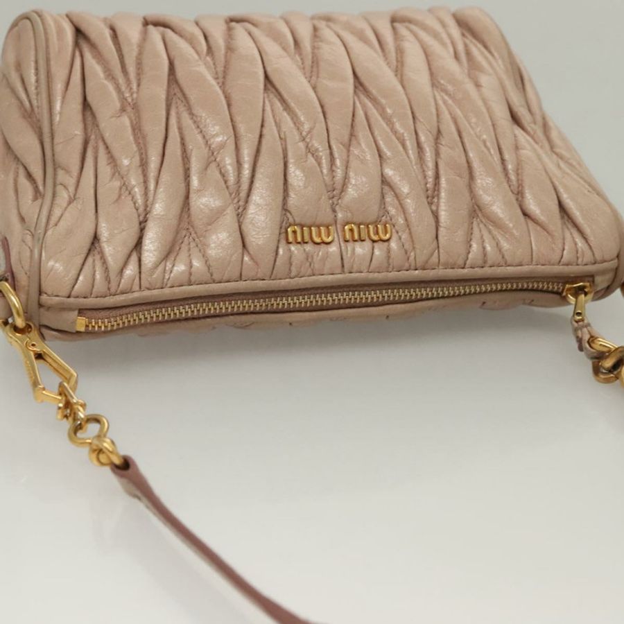 【日本直送】Miu Miu Matelasse 單肩包 皮革 粉紅色 金 正品 133370-5