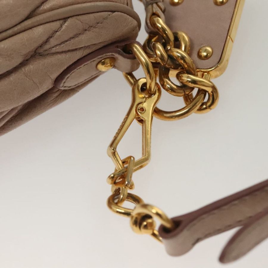 【日本直送】Miu Miu Matelasse 單肩包 皮革 粉紅色 金 正品 133370-8