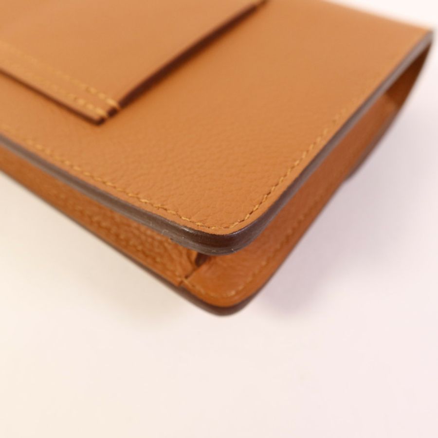 HERMES Evercolor皮革Roulis Slim金扣手拿包Gold-12