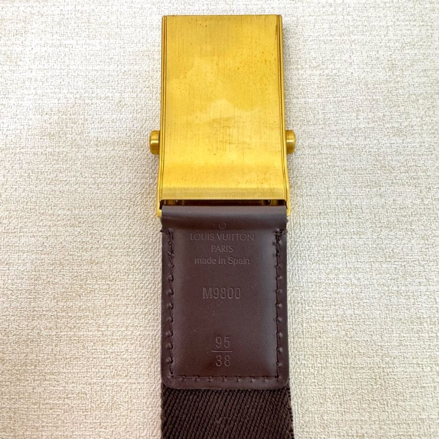 【赫蒂國際精品】 Louis Vuitton 路易威登 咖啡色 金頭 皮帶 腰帶 vintage-3