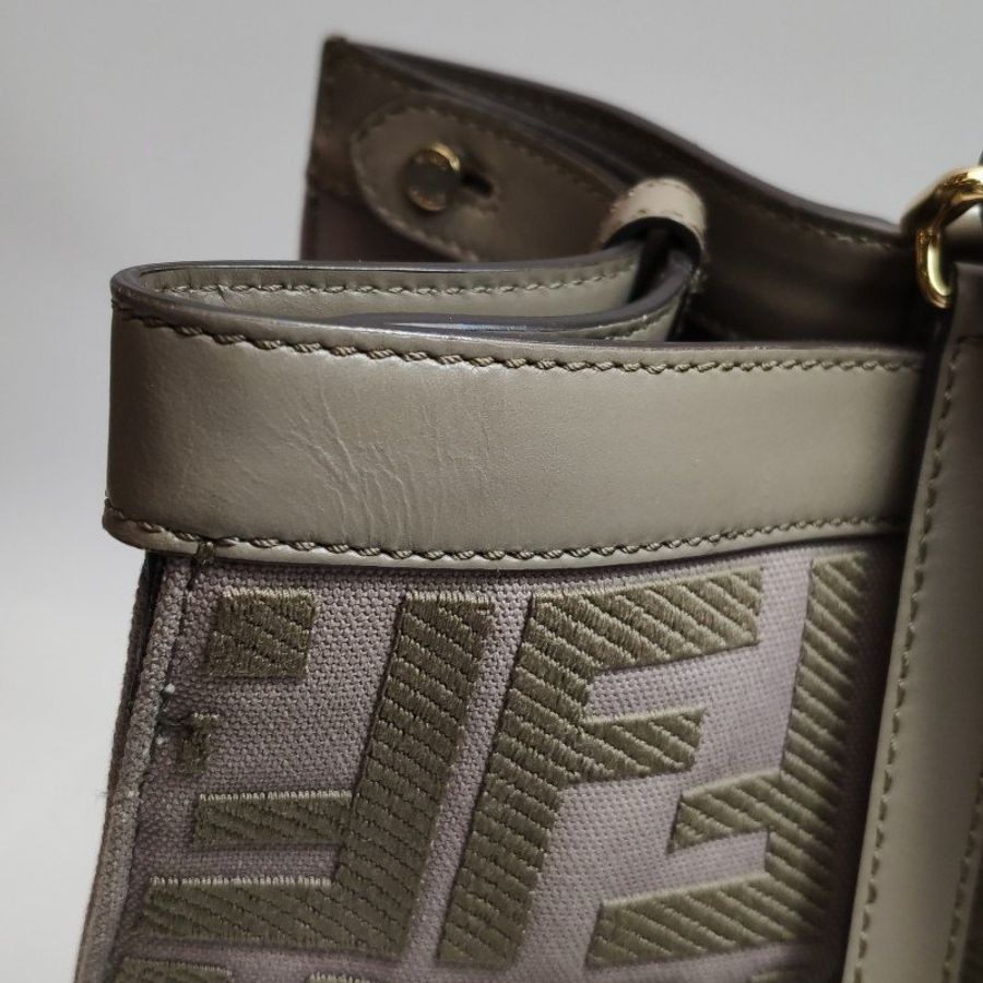 Fendi X-Tote 中號 牛皮 帆布 FF 浮凸 圖案 刺繡 單肩包-15