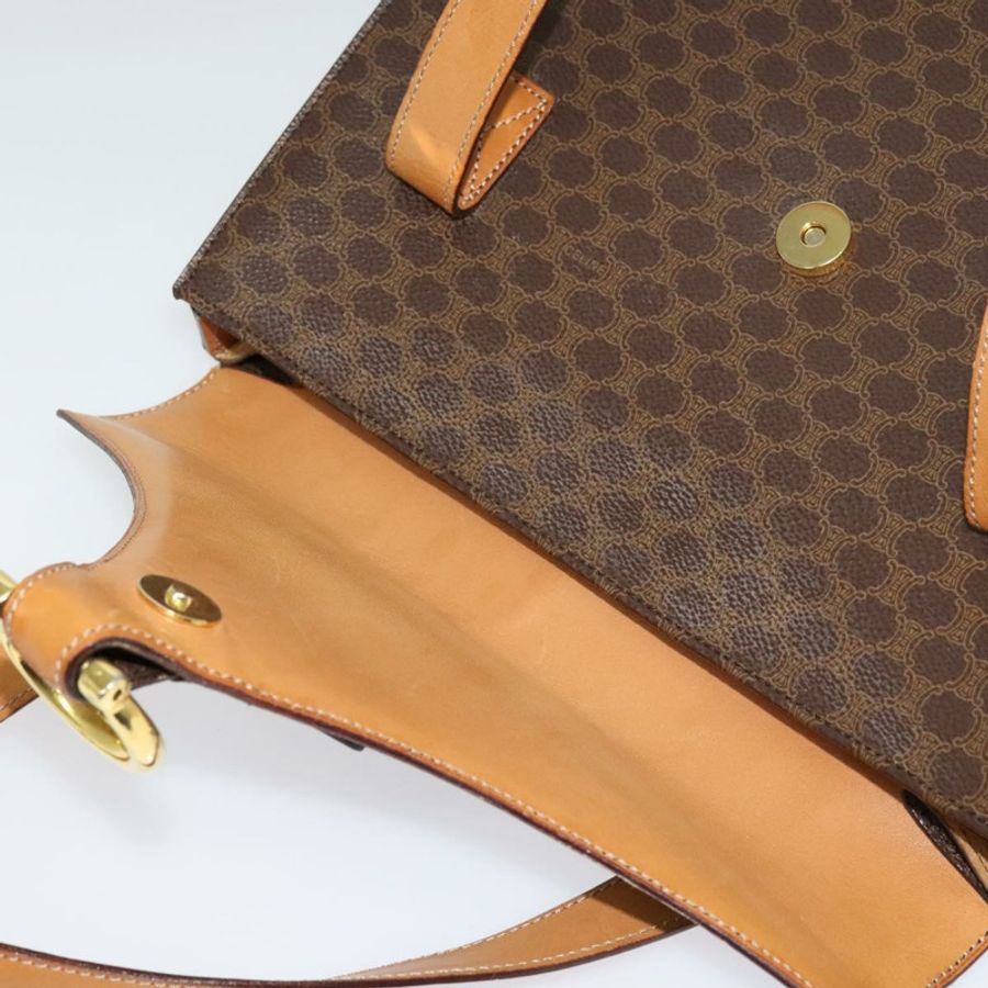 【日本直送】CELINE Macadam帆布手提包 PVC皮革 棕色 金色 正品 137435-9