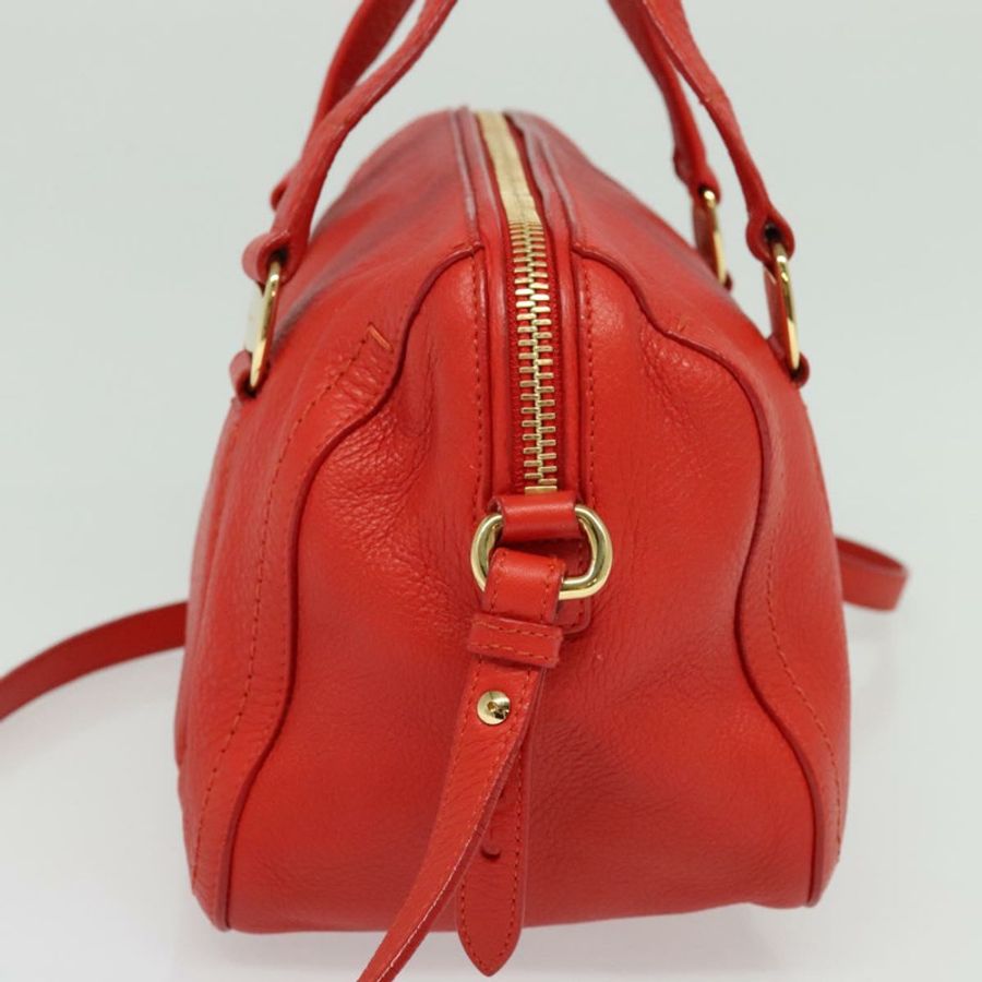 【日本直送】Salvatore Ferragamo Vala 手提包 皮革 2way 紅色金色 Auth 137172-3